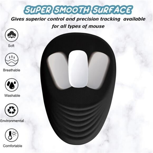 Black ergonomic mouse pad with wrist rest memory foam non slip base office desk - Picture 2 of 8